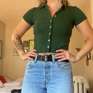 Brandy melville cropped button up polo